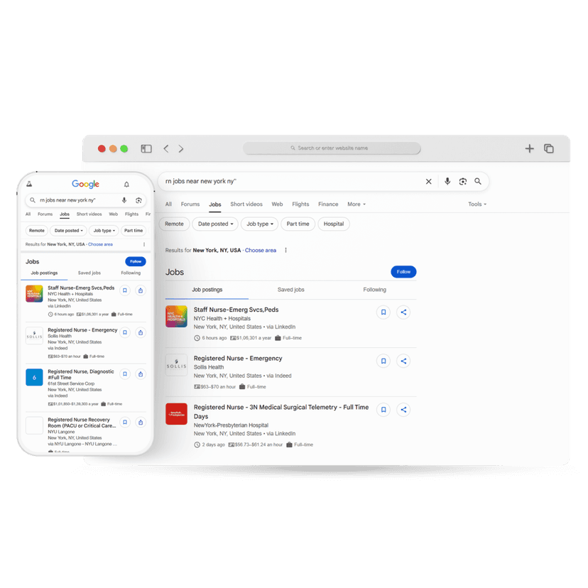Google Jobs ranking feature visual